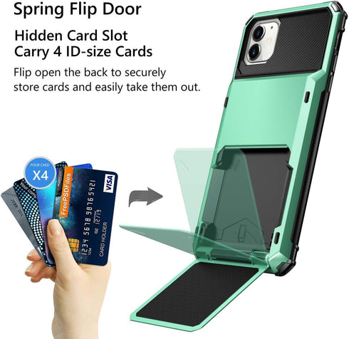 Vofolen Case for iPhone 11 Case Wallet 4-Card Holder ID Slot Flip Door Hidden Pocket Anti-Scratch Dual Layer Hybrid TPU Bumper Armor Protective Ha...
