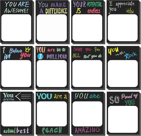 12 Pcs Modern Appreciation Sticky Notes 3 x 4 Inch Funny Inspirational Sticky Note Motivational Memo Pads Cute Positive Note Pads School Office Su...
