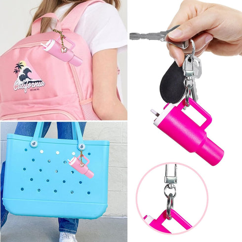 Mini Cup Keychain for Stanley Cup- Cute Mini Tumbler Keychain Chapstick Holder Purse Backpack Charm Accessories...