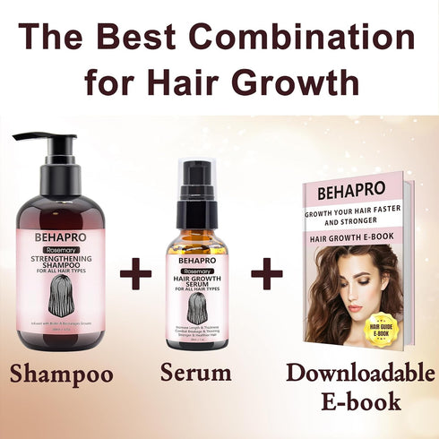 Rosemary Oil Hair Growth Serum w/Hair Growth Shampoo,Biotin Castor Oil Argan Oil Hair Growth Products for Thinning Hair & Hair Loss,Womens Gifts f...