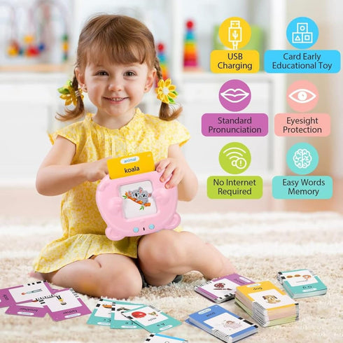 Talking Flash Cards - Early Development Learning Toy with 112 Cards for 224 English Words, Montessori Sensory Toy for Kids...