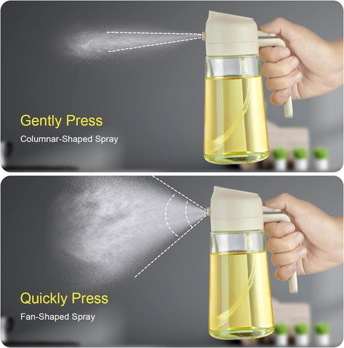 16oz Oil Sprayer for Cooking - 2 in 1 Spray & Pour Olive Oil Dispenser - 470ml Glass Spray Oil Bottle - Kitchen Gadgets (Milk White)...