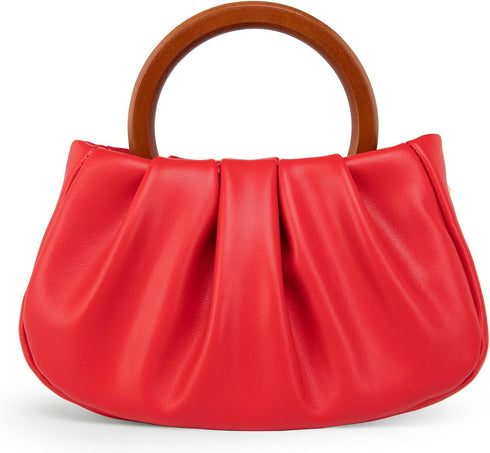 Milan Chiva Clutch Purses for Women Small Handbags Dumpling Mini Cloud Bag with Wooden Handle...