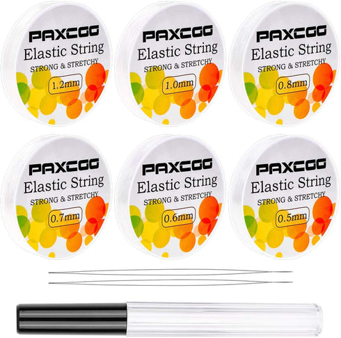 Elastic Thread for Jewelry Making, Paxcoo 6 Rolls Beading String for Bracelet Making, Clear Jewelry String Bracelet String with 2 Pcs Beading Need...