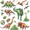DECOWALL DS-8034 Watercolour Dinosaur Kids Wall Stickers Wall Decals Peel and Stick Removable Wall Stickers for Kids Nursery Bedroom Living Room (...
