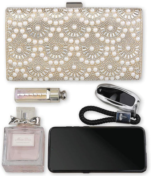 Fashion Party Evening Handbags Pearl Clutch Purses For Women & Girls...