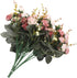 Duovlo 7 Branch 21 Mini Rose Heads Artificial Flowers Bouquet Wedding Home Office Decor,Pack of 4 (Pink)...
