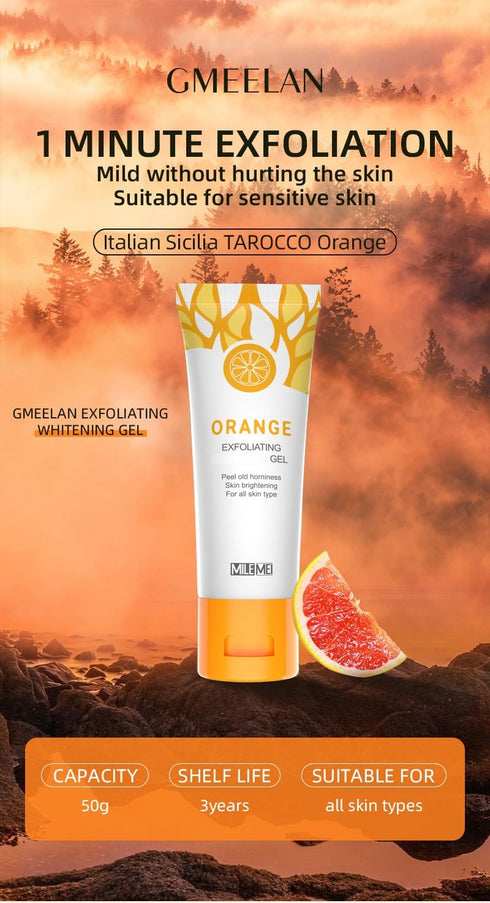 2 Pcs Orange Exfoliating Gel, Face and Body Exfoliating Scrub Gel, Deep Cleansing Moisturizing Facial Exfoliator....