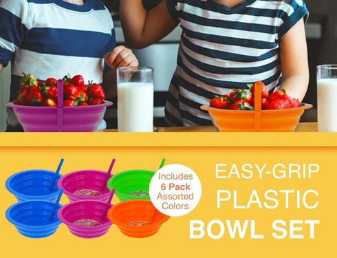 Arrow Home Products Sip-A-Bowl Set, 22oz, 6pk - BPA Free Straw Bowls for Kids To Sip Up Every Drop Without the Mess -Made in the USA, Great for Ce...