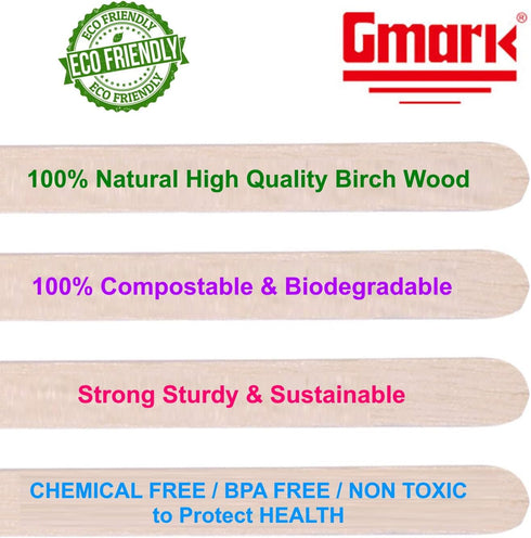 Gmark Individually Wrapped 5.5" Coffee Stir Sticks (length 140mm, width 6mm, thick 1.3mm) - 500pc Round End, Eco Friendly Coffee Stirrers for Hot ...