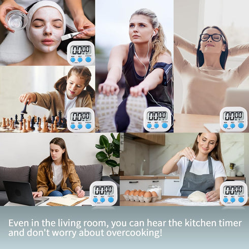Timers 4 Pack Digital Kitchen Timer Magnetic Digital Timer with Big Display Loud Ring Cooking Timers for Kitchen Electronic Timer for Classroom, G...