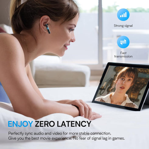 BEBEN 35H Playtime Waterproof Wireless Ear Buds with Type C Charging Case for iPhone Android, Touch Control Stereo Sound Bluetooth Earbuds with Mi...