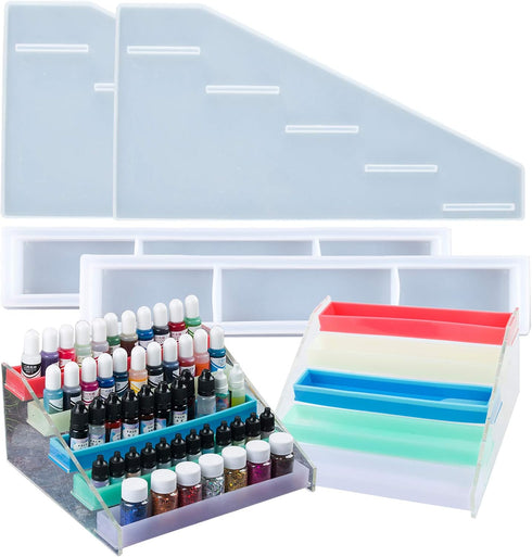 5 Layer Display Organizer - Silicone Nail Polish & Lipstick Makeup Rack - Epoxy Resin Casting Mould - Jewelry Pigment & Essential Oils Storage Hol...