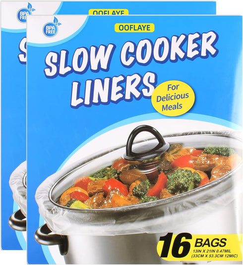 32 Bags Slow Cooker Liners, Disposable Multi Use Cooking Bags,Large Size Fit 3QT to 8QT, Plastic Bags for Slow Cooker, Pans, Aluminum Cooking Tray...