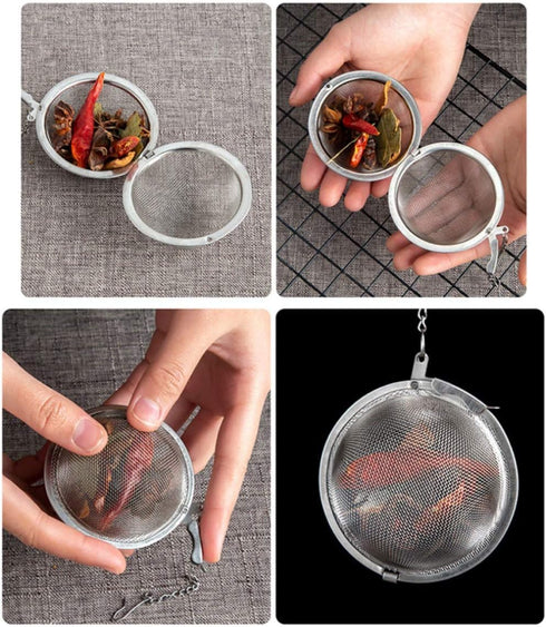 Mayata 3pcs Stainless steel fine mesh seasoning ball kitchen soup spice stew filter kitchen tool metal tea bag tea ball (3pcs Round Shape),Silver,...