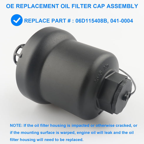 Oil Filter Housing Cap, Replace 06D115408B, 041-0004 Compatible with Audi VW - 2006-2008 A3 GTI, 2005-2009 A4, 2005-2014 Jetta, 2006-2014 Passat, ...