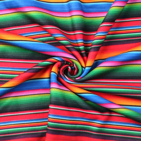 David Angie Colorful Ethnic Stripe Printed Double Brushed Polyester Fabric Soft Smooth 4 Way Stretch Knit Fabric by The Yard for Dress Sewing (Col...