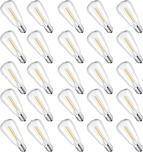 25 Packs ST38 LED Edison Bulbs,0.6Watt E12 Base Small Vintage Light Bulbs Equivalent to 7W Incandescant, 2700K Warm White Bulbs for ST38 String Li...