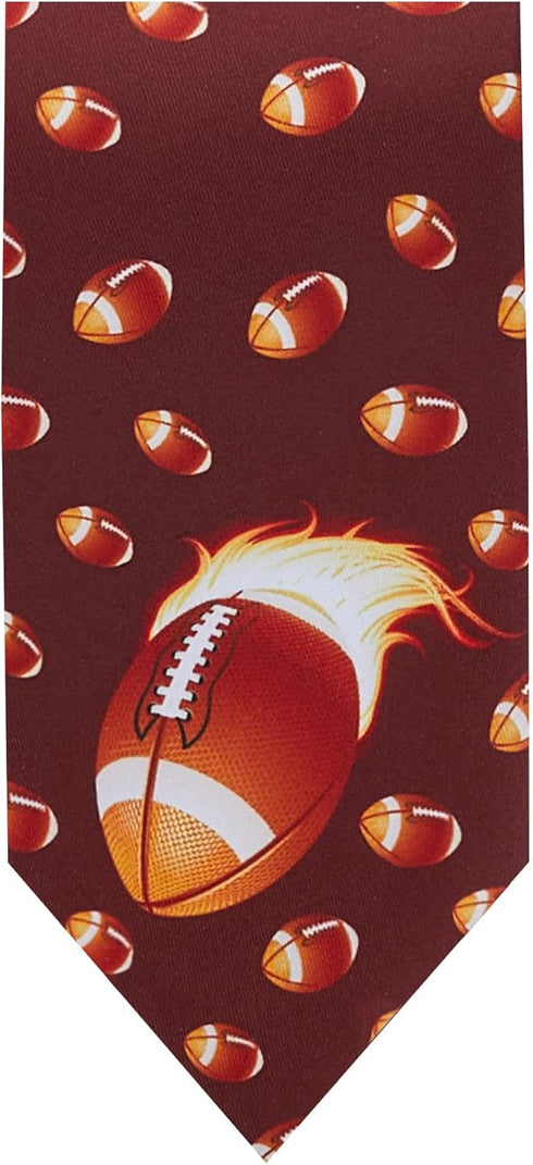 Jacob Alexander Men's Football Flaming on Fire Regular Length Neck Tie - Brown...