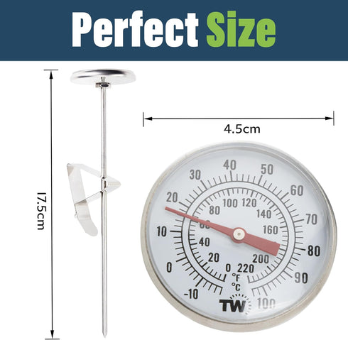 Premium Milk Thermometer for Steaming Milk with Clip and 7 inch Probe...