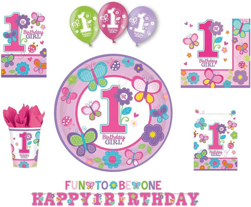 Amscan Foil Swirl Decorations | 1st Birthday Girl |Flowers and Butterflies Collection, 12 Pieces, Multicolor...