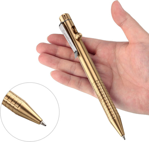 SMOOTHERPRO Heavy Weight Solid Brass Bolt Action Pen Compatible with Parker Refill for Tremor Parkinson Arthritic Hands EDC Office Business Signat...