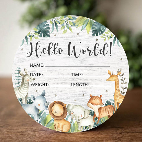 Safari Baby Milestone Blanket with Birth Stat Sign, Jungle Animals Baby Growth Chart Monthly Blanket, Watch Me Grow Safari Animals Baby Nursery fo...