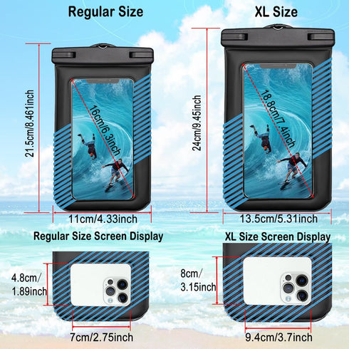 Waterproof Phone Pouch 2Pcs(S+L),Waterproof Phone Lanyard Case,IPX8 Floating Waterproof Phone Case Dry Bag for iPhone 15 14 Pro 13 13 Pro Max 12 1...