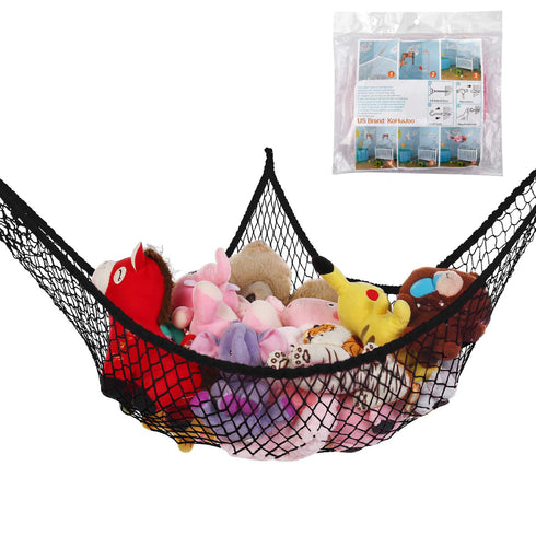 Stuffed Animal Hammock, Jumbo Toy Storage Net 83" Wall Sling Corner Extra Large Kids Children Mesh Toy Net Organizer (Black, 83 Inch)...
