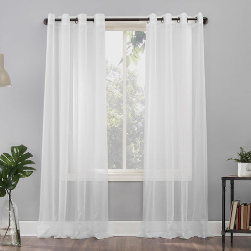 No. 918 Emily Sheer Voile Grommet Curtain Panel, 59" x 95", White...