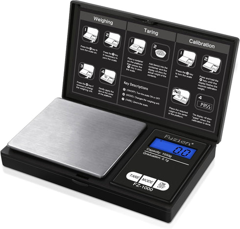 Fuzion Digital Pocket Gram Scale 1000g/0.1g, Small Digital Scales Grams Ounces Grains, Herb Scale, Jewelry Scale, Portable Travel Food Scale...