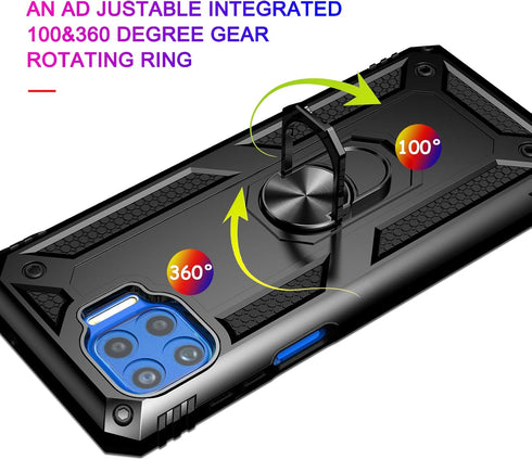 Androgate Compatible with Moto One 5G Case - Motorola One 5G UW Case with Tempered Glass Screen Protectors, Military-Grade Metal Ring Kickstand, 1...