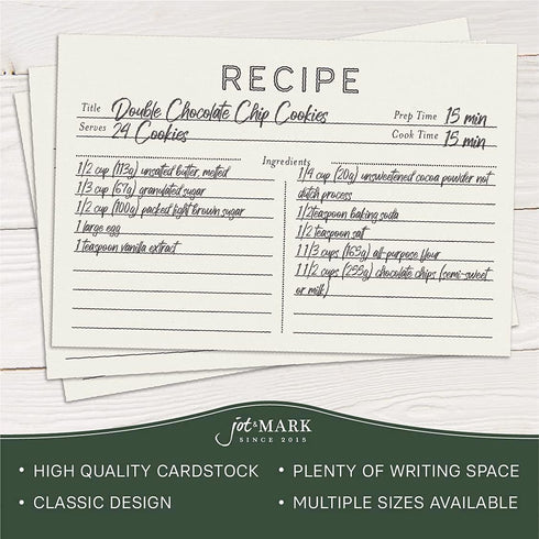 Jot & Mark Recipe Cards 4x6 Inches Blank Double Sided, 50 Count (Modern Minimal)...