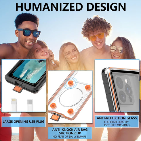 Waterproof Phone Case, IP68 Full-Body Rugged Dropproof Shockproof, 6.9'' Universal Outdoor Swimming Snorkeling Surfing Underwater Photo Video Prot...