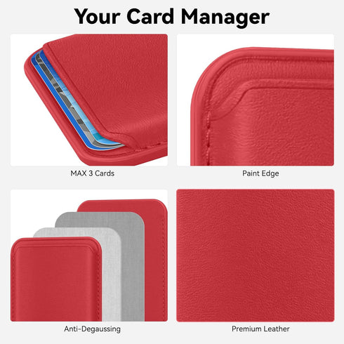 Stronger Magnetic Cell Phone Card Holder for iPhone 15 Series, RFID Magsafe Wallet Leather Phone Wallet Stick on Series of iPhone 14/13/12 Pro/Pro...
