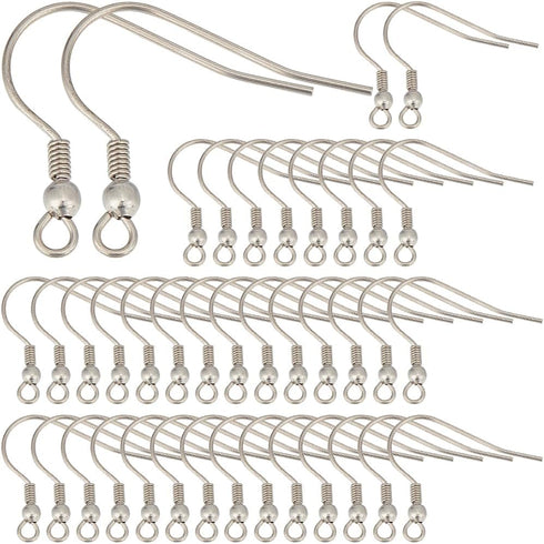 SUNNYCLUE 1 Box 200Pcs Stainless Steel Earring Wires Fish Hook Earrings French Earring Hooks Bulk Ear Wires with Coil Ball Fishhook Earwire Findin...