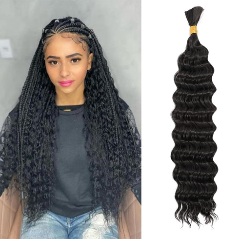 Deep Wave Bulk hair 20Inch 1Pack No Weft Deep Wave Bulk Hair for Braiding Wet and Wave Quality Synthetic Braiding Hair Extensions for Boho Braids ...