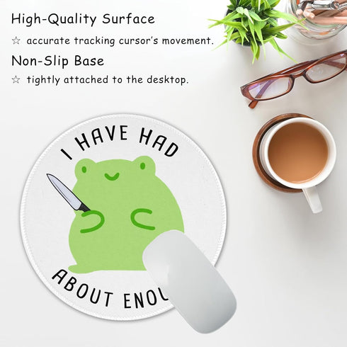 Funny Frog Round Mouse Pad Cute Small Mousepad for Laptop Wireless Mouse Office Computer Mouse Pads for Desk Non-Slip Rubber Base Mouse Pad, 7.9×7...