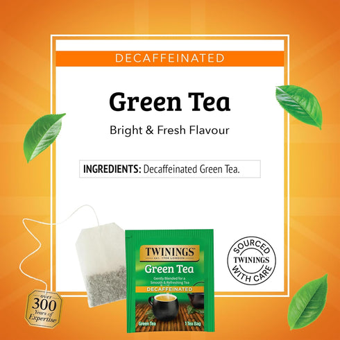Twinings Decaffeinated Green Tea Individually Wrapped Bags, 20 Count (Pack of 1), Smooth Flavour, Enticing Aroma, Enjoy Hot or Iced, 20 Teabags...
