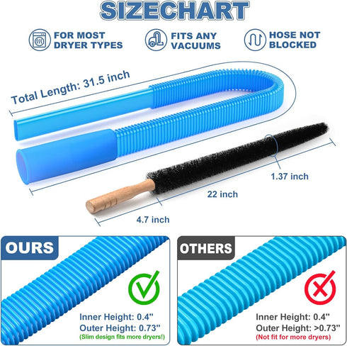 2 Pieces Dryer Vent Cleaner Kit Compatible with All Vacuum Cleaner, Dryer Lint Brush and Vacuum Hose Attachment with Stretch Universal Connector, ...