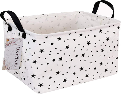 FANKANG Storage Basket,Nursery Hamper Canvas Laundry Basket Foldable with Waterproof PE Coating Storage, Office, Bedroom, Clothes,Toys (Rec-Star)...