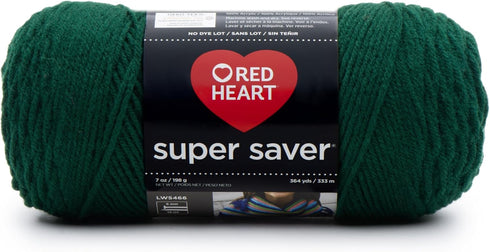 RED HEART Super Saver Yarn, 1 Pack, Hunter Green...