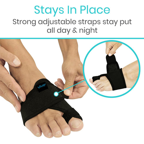 Vive Bunion Brace (Pair) - Big Toe Corrector Straightener with Splint - Hallux Valgus Pad, Joint Pain Relief, Alignment Treatment - Orthopedic Sle...