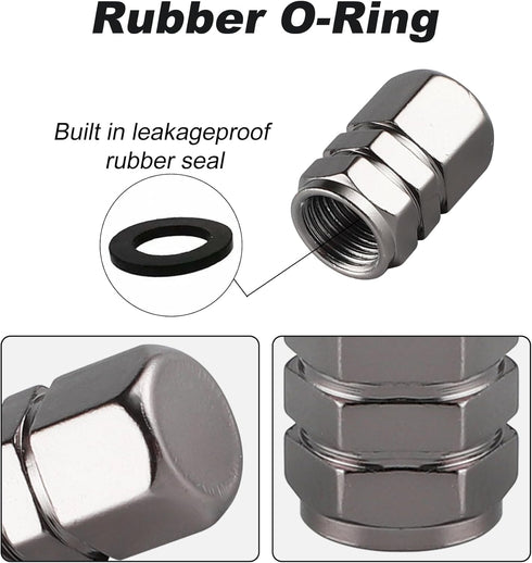 Aluminum Tire Stem Valve Caps Wheel Valve Covers Car Dustproof Tire Cap Cover Accessories, Universal for SUV, Car, Bike and Motorcycle, Hexagon Sh...