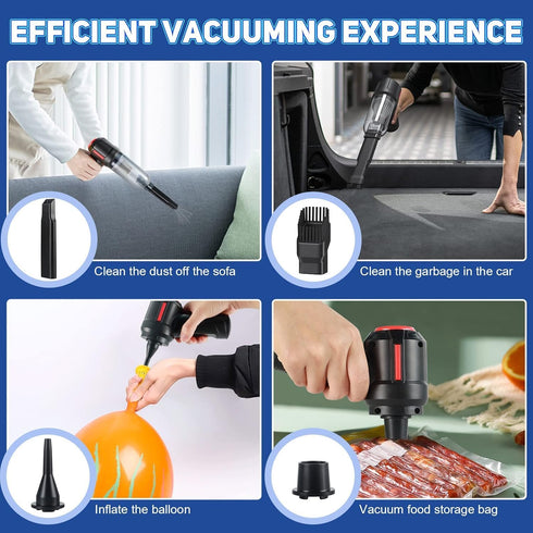 Handheld Vacuum Cordless, 9000Pa Powerful 120W High Power Car Vacuum Rechargeable, 3 in 1 Portable Air Duster with Multi-nozzles & Floor Brush, Mi...