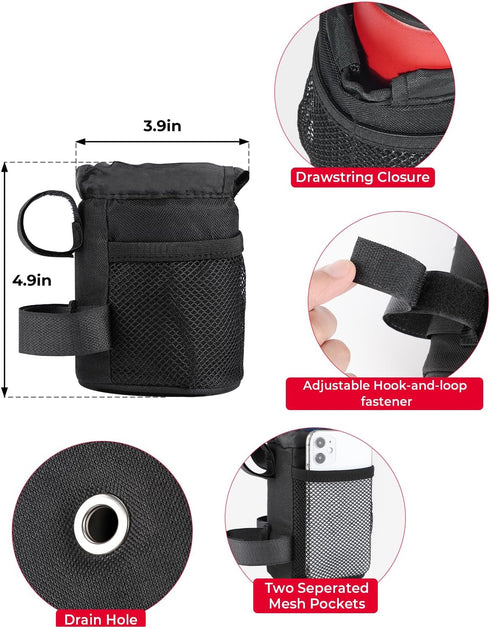 KEMIMOTO Bike Cup Holder, Bike Water Bottle Holder Bicycle Handlebar Drink Holder with Mesh Pockets Phone Bag, Universal Compatible with Road Bike...