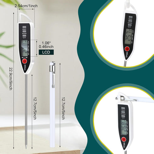 6 Sets Waterproof Food Thermometer for Water, Liquid, Candle and Cooking Digital Meat Thermometer with Long Probe Instant Read Thermometer for Kit...