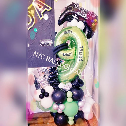 40 inch large green digital balloon number helium foil polyester film Jungle themed party birthday party anniversary decoration bright green digit...