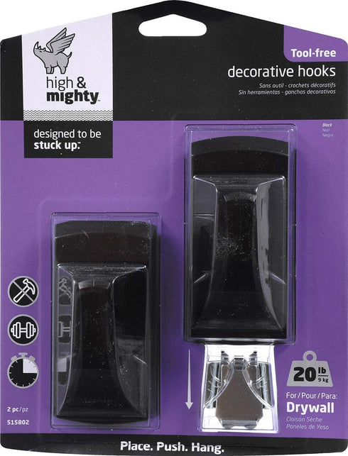 HIGH & MIGHTY 515811 Tool Free Rectangular Wall Hook, 15LB Limit, Oil Rubbed Bronze...