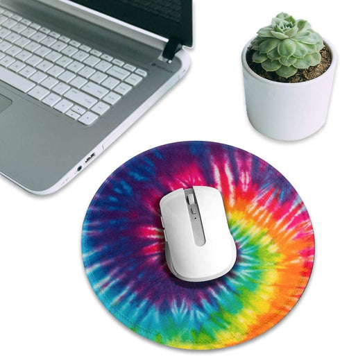 Cool Tie Dye Art Round Mouse Pad Small Gaming Mousepad Desk Mat Stitched Edges 8 X 8 Inch for Home Office...